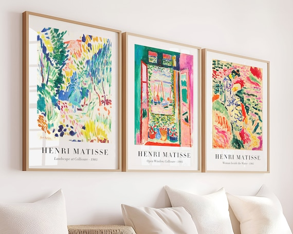 Lot de 3 Affiches Matisse – Art Moderne Coloré pour Salon ou Bureau – Décoration Murale Inspirée du Fauvisme – Sans Cadre