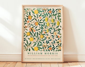William Morris Art Nouveau, Fruit and Pomegranate Wall Art Print, Vintage Wall Decor, Home Gift Idea, Centenary Exhibition