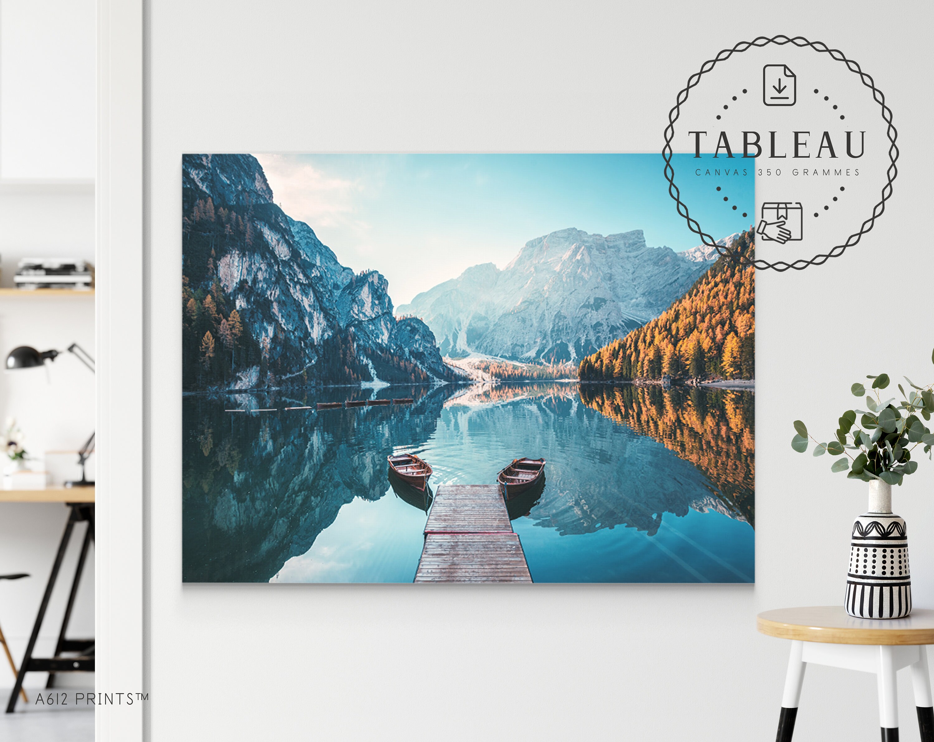 Toile d'art Mural | Tableau Affiche Poster Art Moderne Impression Décoration Murale Boat & Mountain