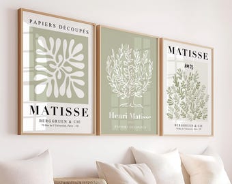 Lot de 3 affiches Henri Matisse - Affiche Matisse, papiers découpés, exposition Matisse, art moderne, décoration murale colorée