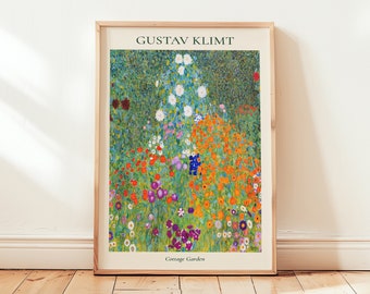 Gustav Klimt Cottage Garden, Colorful Floral Art Print, Flowery Garden Wall Decor, Gift Idea for Nature Lovers, Wall Art