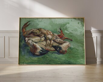 Van Gogh Crabe sur le Dos, Impression d’Art Vintage, Déco Murale Verte, Cadeau Élégant