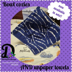 Darling set of bowl cozies and unpaper (paperless) towels