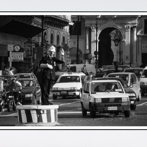 Rome Italy Print Policeman Directing Traffic Street Photography Wall Art