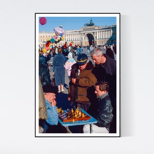 Russia St Petersburg Poster Chess on Palace Square Urban Photography Wall Art