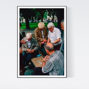 Lviv Ukraine Poster Pensioners Playing Dominoes Urban Photography Wall Art