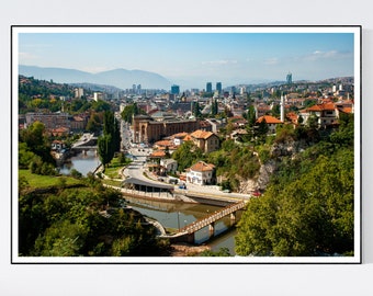 Sarajevo Bosnia Poster Mosques and Towers Urban Photography Wall Art