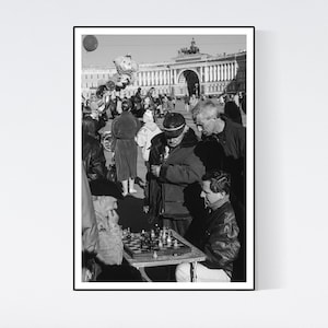 Russia St Petersburg Print Chess on Palace Square Street Photography Wall Art