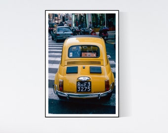 Rome Italy Poster Classic Fiat Car Urban Photography Wall Art