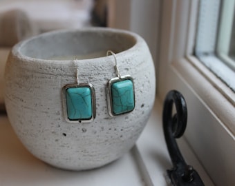 Aquamarine Square Earrings