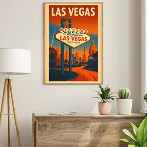 Las Vegas Traditional Travel Print - America, Las Vegas Poster, Las Vegas Artwork, Las Vegas Print, Wedding Gift, Birthday Gift