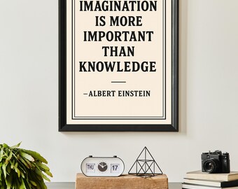 Albert Einstein Quote Poster: Imagination, Inspirational Typography Print