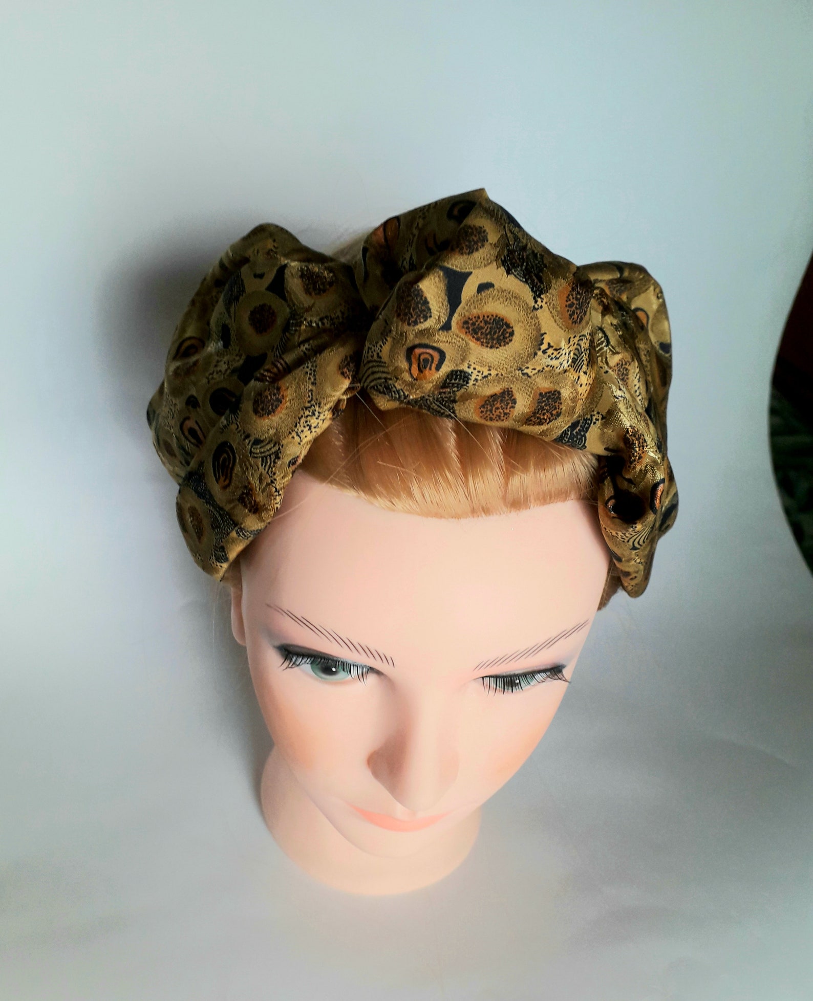Leopard print silk headband with a knot headbands for women. Etsy