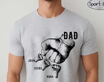 Personalized Papa Shirt, Personalized Grandkids Hands Shirt, Personalized Papa Custom name, Grandpa Shirt Fist Bump Grandchild names