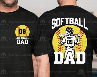 Softball Dad Shirt, Custom Name and Number Softball Shirts for Men, Softball Lover, Sports Dad Shirt, Gift For Dad, Fathers Day Gift