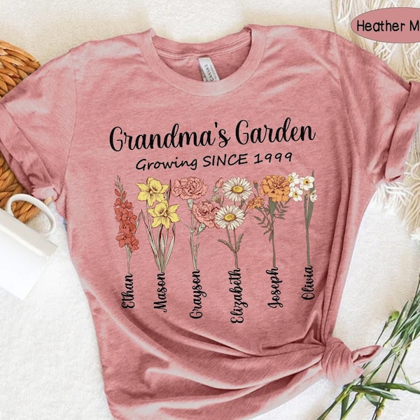 Personalized Grandma's Garden Shirt, Custom Birth Month Flower Shirt, Grandma Gift, Mimi Nana Plant Gift, Mother's Day Gift