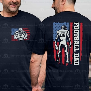 American Football Dad Shirt, Custom Name and Number Football Shirt, Football Team Shirt, Sports Dad Shirt, Football Season, 4th Of July Gift