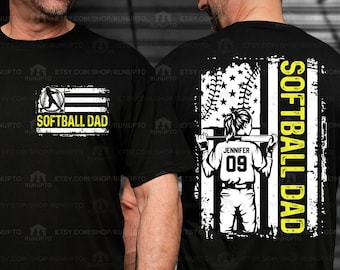 Personalized Softball Dad Shirt, American Flag, Father's Day Gift
