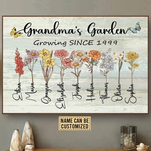 Personalized Grandma's Flower Garden Poster Print, Grandma's Garden Poster, Custom Birth Month Flower Shirt for Grandmother, Mother's Day