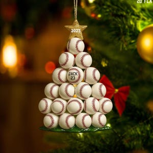 Personalized Baseball Christmas Tree Ornament, Sport Gift