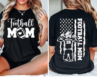 Custom Football Mom Shirt, Personalized Name & Number, Sports Mama Tee