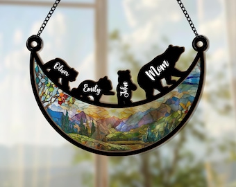 Custom Mama Bear Suncatcher, Custom Bear Family Suncatcher Window Hanging, Mom Gift, Bear Gifts, Grandma Gift, Mothers Day Gift