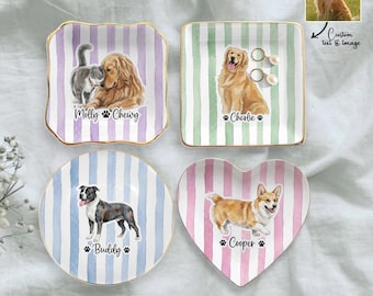Personalized Pet Breed Jewelry Dish, Custom Watercolor Pet Portrait Ring Dish, Pet Memorial Gift, Dog Gifts, Dog Mom Gift, Dog Cat Lover