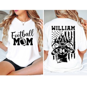 Personalized Football Mom Shirt, Name & Number, Sports Mama Tee