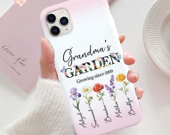 Personalized Garden Phone Case, Personalized Birth Month Flowers Grandma's Garden Phone Case, Custom Grandkid Name Flower, Mothers Day Gift