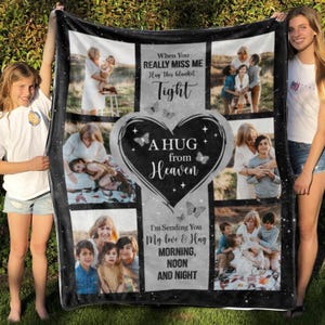 Custom Memorial Grandma Blanket, A Hug from Heaven, Mothers Day Gift, Loss of Mother Gift, Mom Remembrance Gift, In Memory Of Photo Gift