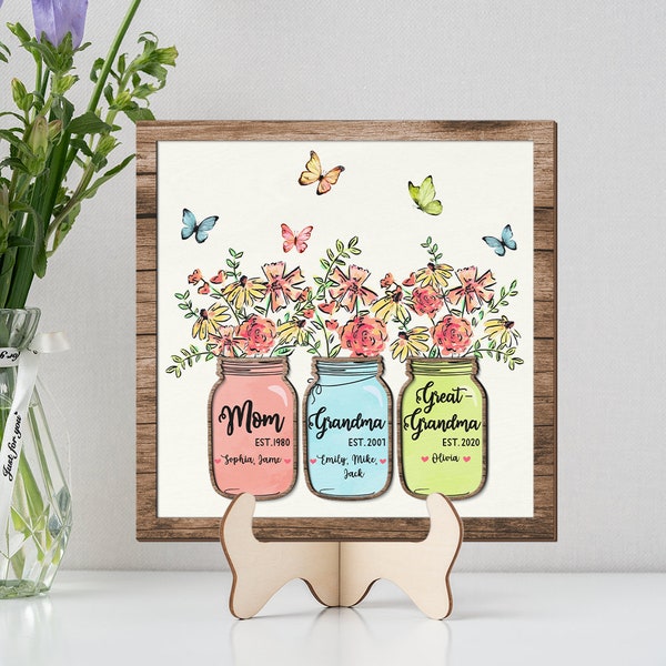 Personalized Great Grandma Gift, Great Grandma Wooden Sign, Grandma and Grand kids Names, Grandma Wood Signs, Mother's Day Gifts