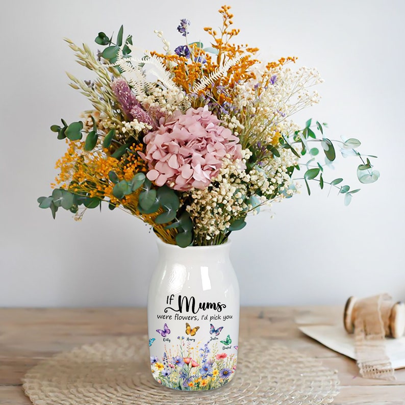 Personalized If were flowers Id wed pick you Mum Nanna Grandma Home Wildflower Vase, Custom Grandma Flower Vase, Mother's Day Gifts image 3