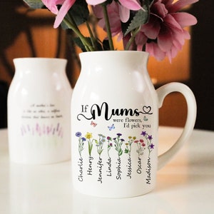 Personalized If were flowers Id wed pick you Mum Nanna Grandma Vase, Custom Grandma Flower Vase, Custom Birth Month Flowers Grandma Vase image 3