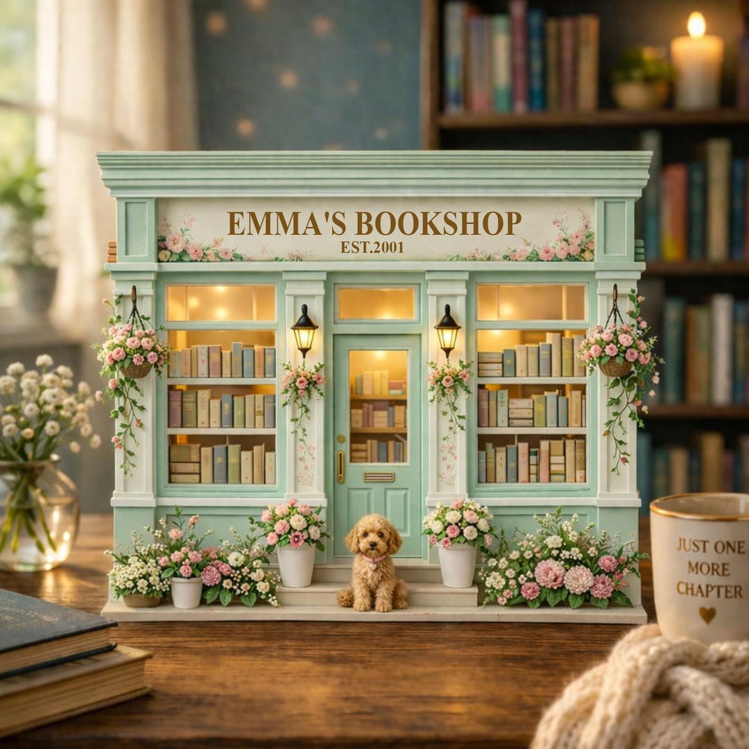 Personalized Bookshop Wooden Sign, Miniature Library Decor, Custom Name ...