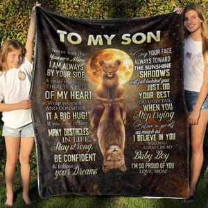 To My Son Blanket, Mom to Son Blanket, Lion Gift for Son, Birthday Gift from Dad, Message To Son Blanket, Anniversary Gift For Family