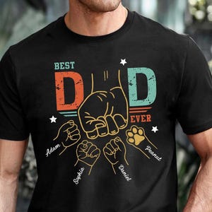 Custom Fist Bump Dad Shirt, Dad Shirt With Kids Names, Kids Name T-Shirt, Father&#39;s Day Shirt, New Dad Shirt, Personalized Grandpa Shirt
