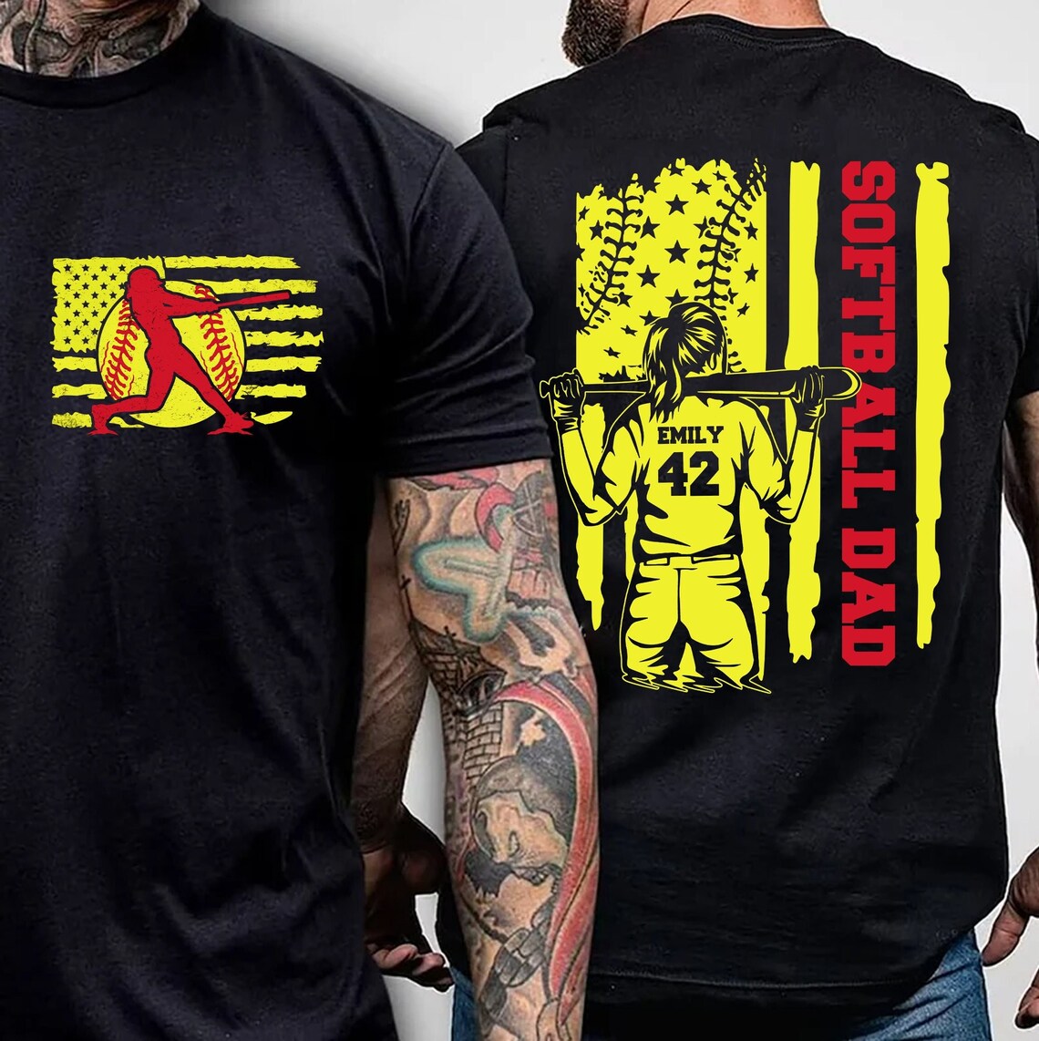 Custom Softball Dad Shirt, Custom Name and Number Softball Shirt, Father's Day GiftModel T8si264