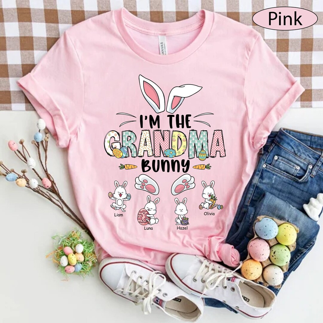 Personalized Grandma Bunny Shirt, Mama Shirt, Easter Bunny Nana Mimi