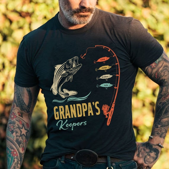 Personalized Reel Cool Papa Shirt, Grandpa Fishing Shirt Grandpa Shirt With  Names, Grandpa Fishing Gift From Grandkids, Fishing Papa Shirt 