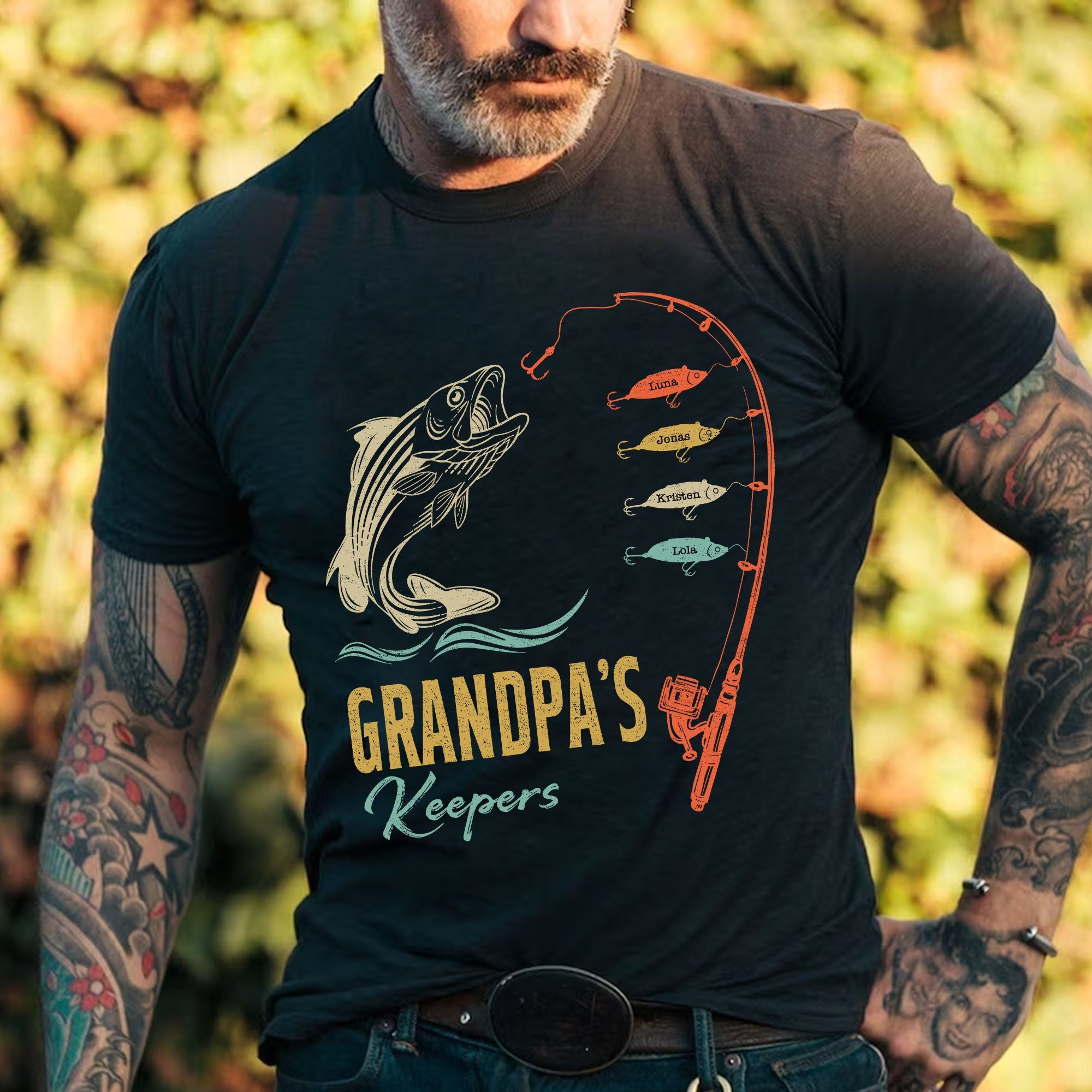 Personalized Reel Cool Papa Shirt, Grandpa Fishing Shirt Grandpa