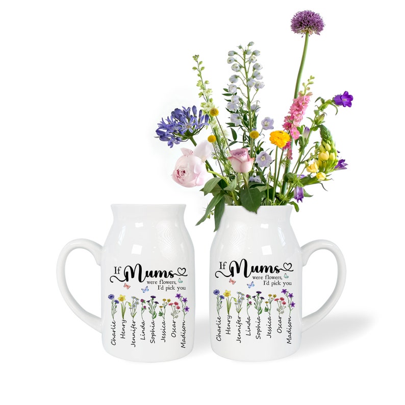 Personalized If were flowers Id wed pick you Mum Nanna Grandma Vase, Custom Grandma Flower Vase, Custom Birth Month Flowers Grandma Vase image 5