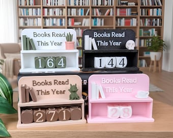Personalized Books Read Tracker, Vintage Style 3D-Printed Book Counter, Books Read This Year Tracker, Book Lover Gift, Library Decor