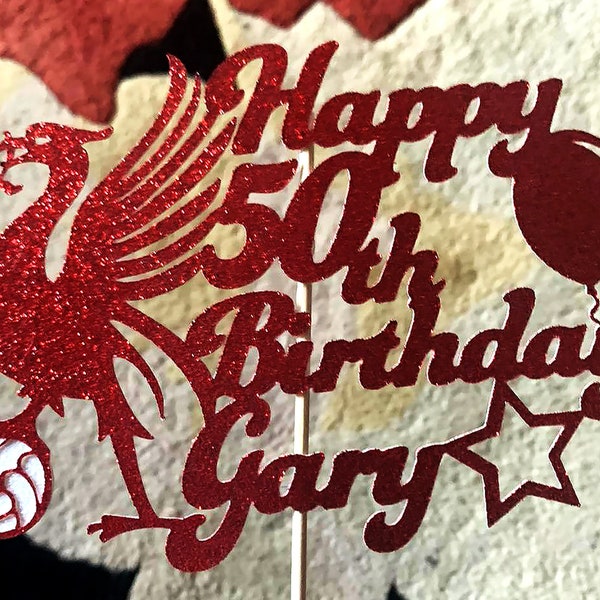 Liverpool FC Cake Topper personalised with your name & age all ready to go on your LFC cake, Personalised Football Cake Toppers