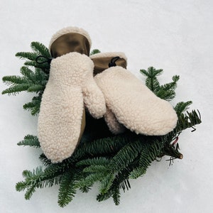 Teddy Fäustlinge beige Handschuhe Bild 1