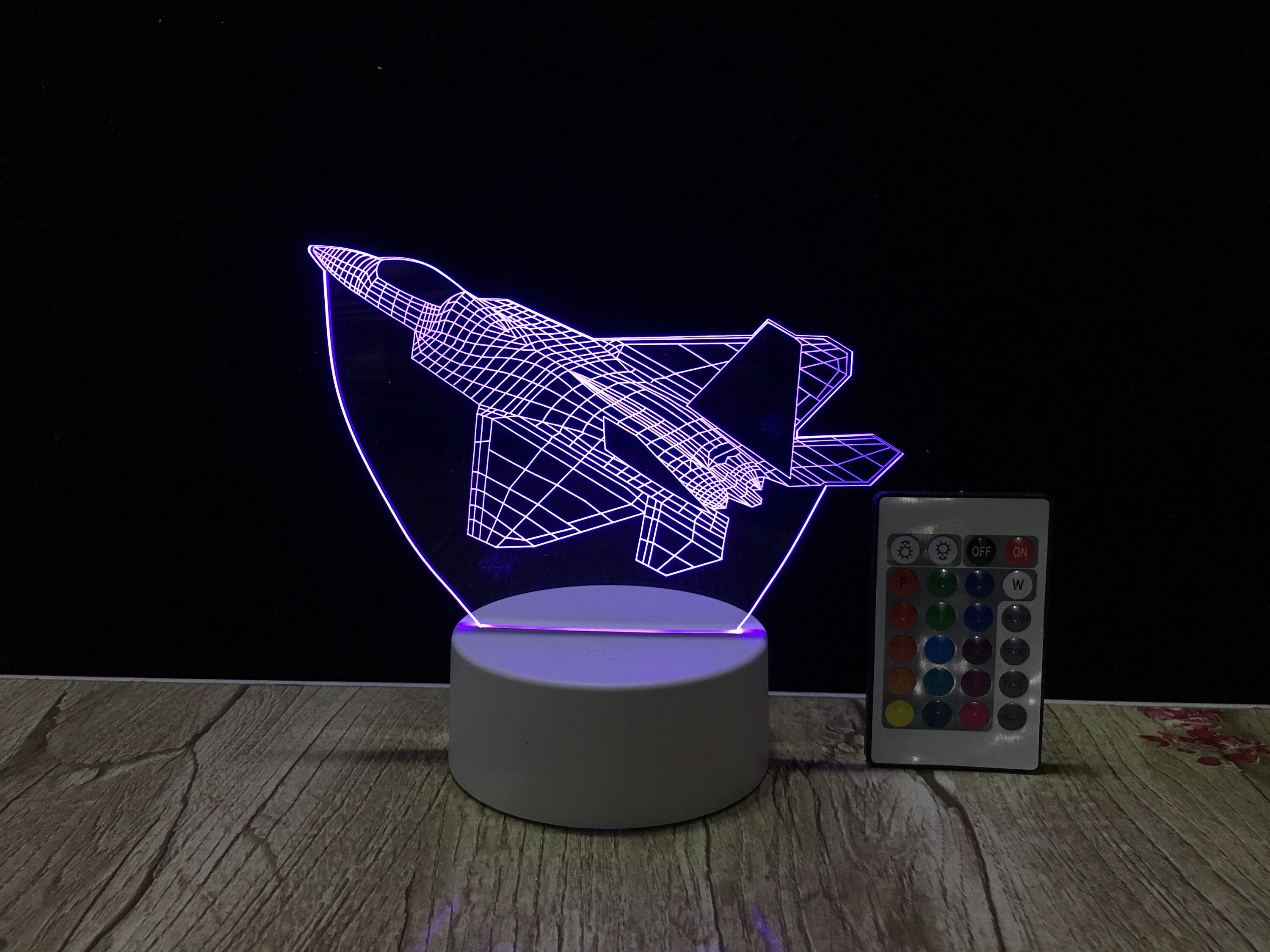 Fighter Jet 3D Illusion lamp 16 colour changing LED Night Etsy