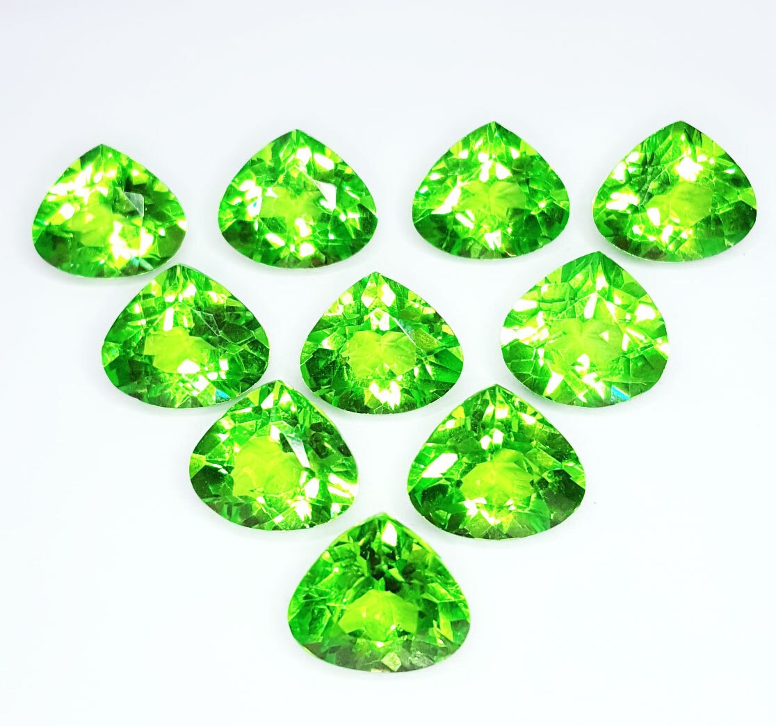Natural Loose Gemstone Awesome Peridot Lot 10 Pcs Certified Etsy