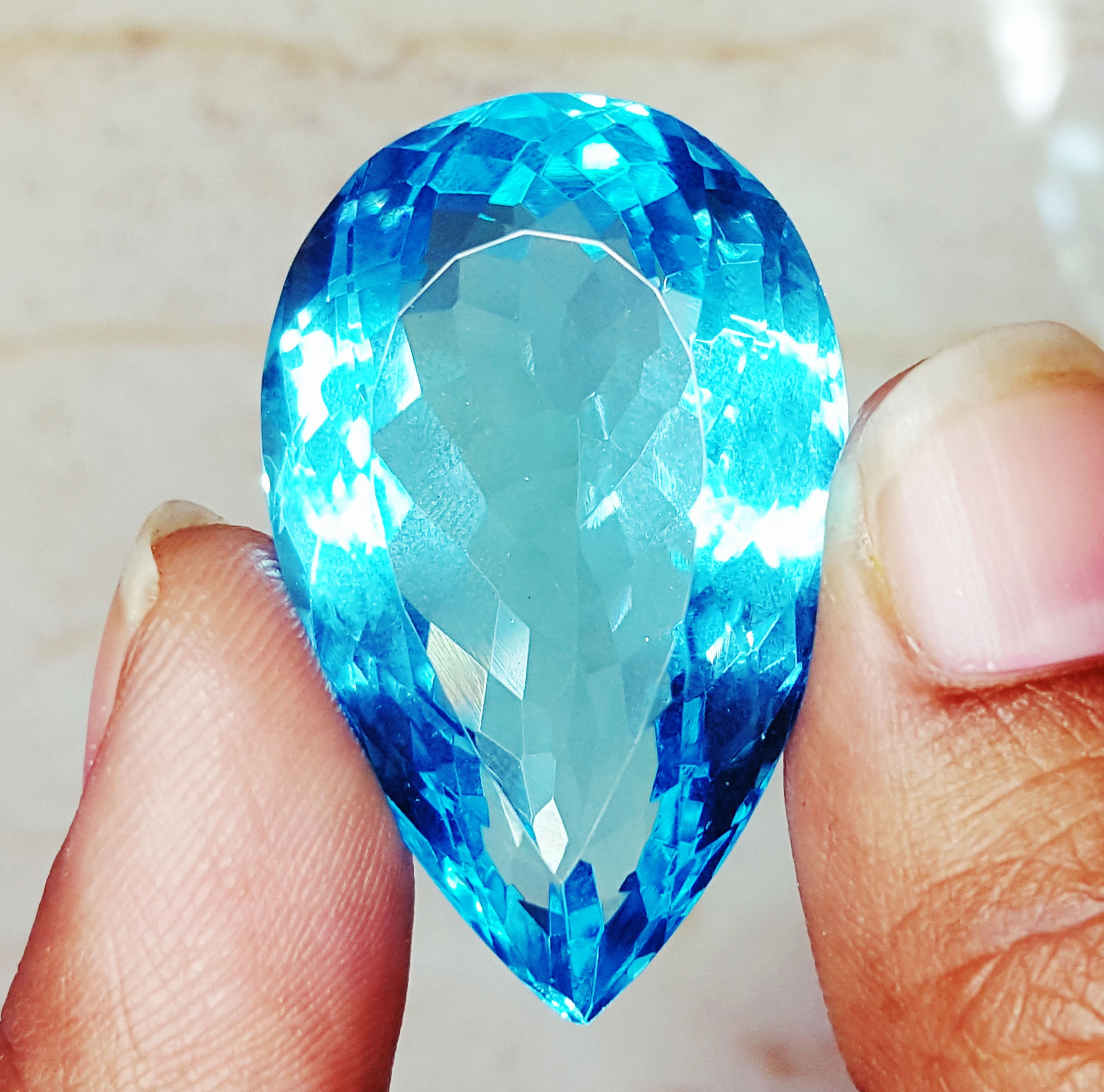 50 To 55 Ct Loose Gemstone Lab Created Brazilian Lite Blue Etsy