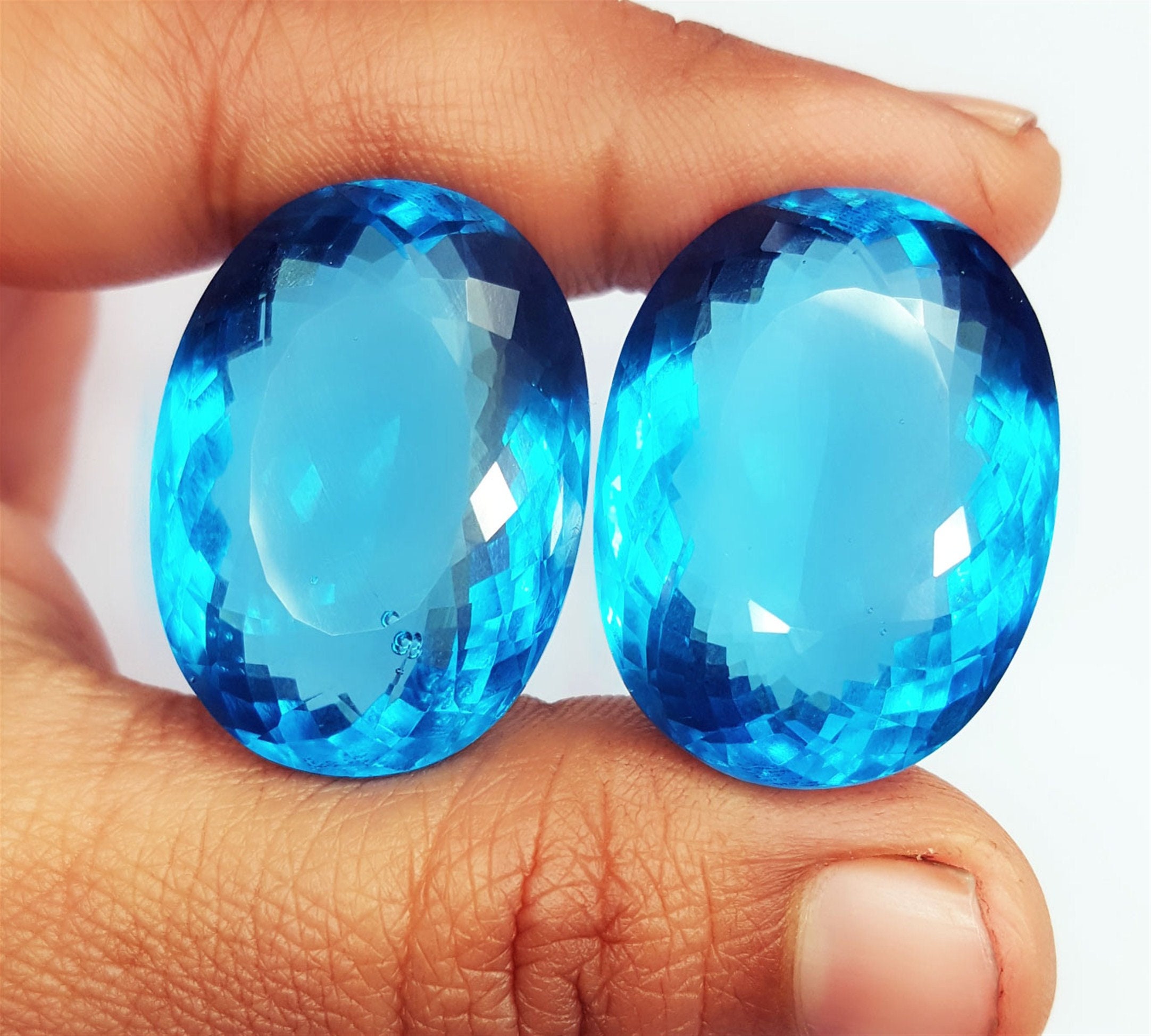 Lab Created Loose Gemstone Blue Grandidierite Pair 50 To 55 Etsy