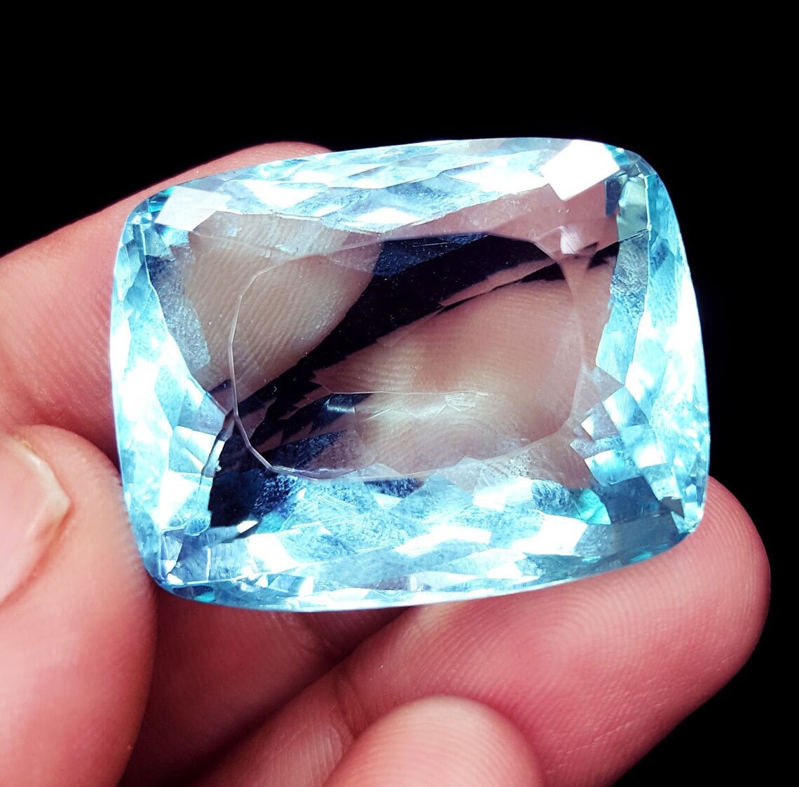 55 To 60 Ct Loose Gemstone Lab Created Bluish Green Aquamarine Etsy