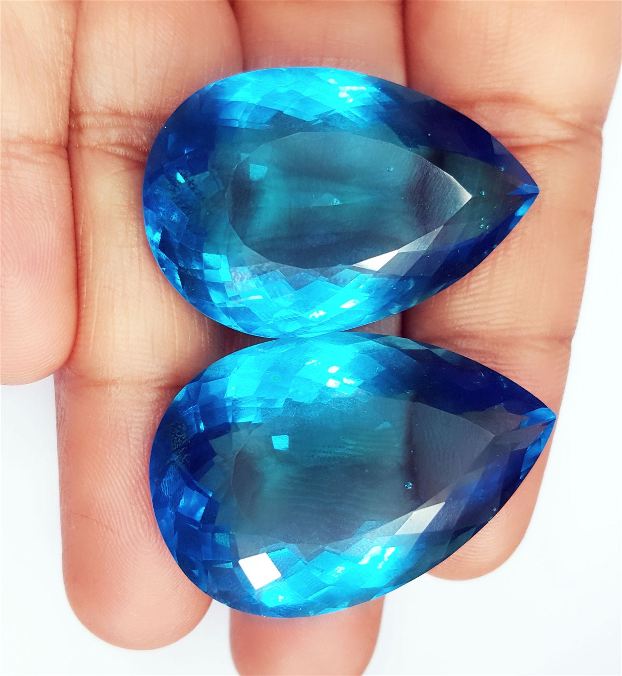 Lab Created Loose Gemstone Blue Grandidierite Pair 45 To 50 Ct Etsy